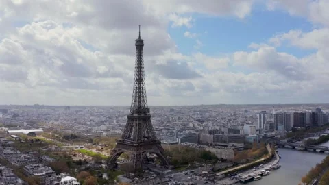 Aerial view of Eiffel Tower in Paris, France. Stock Footage 345079955