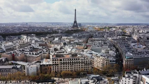 Aerial view of Eiffel Tower in Paris, France. Stock Footage 345080003