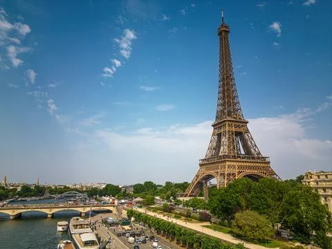 Aerial view of the Eiffel Tower in Paris, France Foto stock