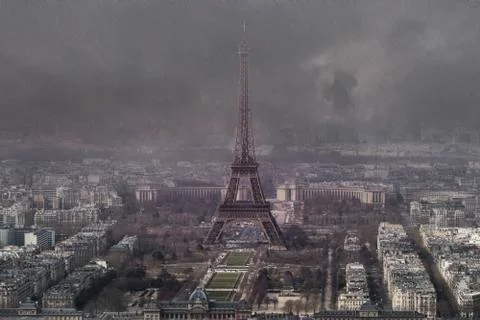 Aerial view of eiffel tower Stock Photos