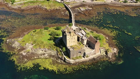 Aerial View Eilean Donan Castle Loch Duich Scotland Stock Footage