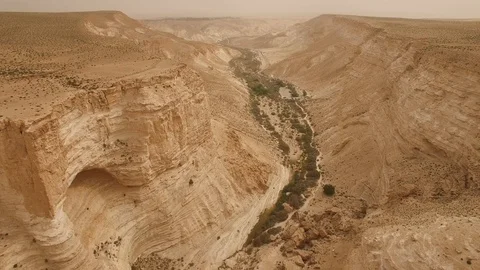Aerial view of Ein Avdat canyon. Negev Desert. Israel. DJI-0207-13 Stock Footage 123653884