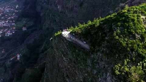 Aerial view from Eira do Serrado viewpoint, Madeira island, Portugal Stock Footage 241902472