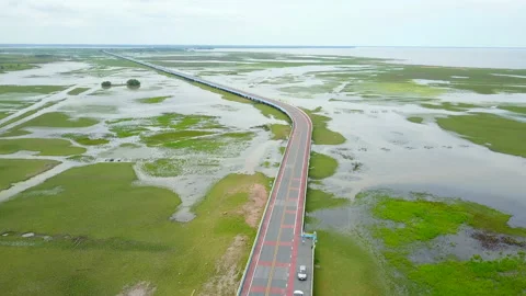 Aerial view of Ekachai Bridge in Phatthalung province, Thailand 動画素材 168564648