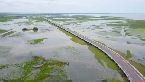 Aerial view of Ekachai Bridge in Phatthalung province, Thailand Stock-Footage 168564678
