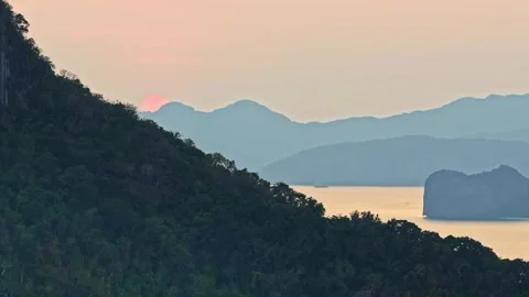 Aerial view of El Nido Beach at sunset in Philippines. Stock Footage 344985969