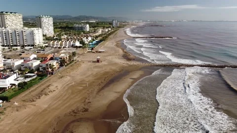 Aerial view of El Puig beach in Valencia Stock-Footage 160093591