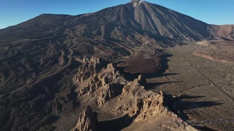 Aerial view of El Teide volcano, El Teide National Park, Tenerife, Canary Stock Footage 301718584