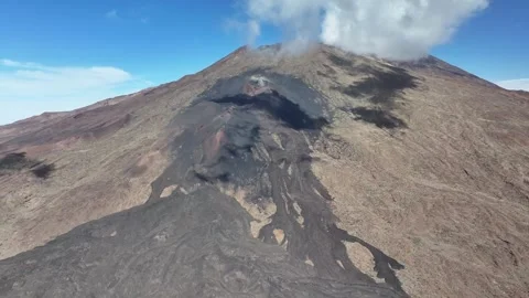 Aerial view of El Teide volcano, El Teide National Park, Tenerife, Canary Stock Footage 301719510