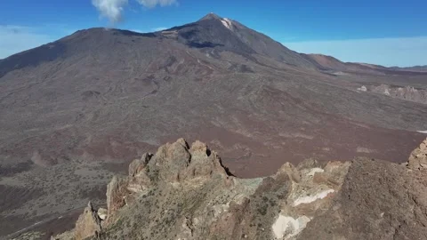 Aerial view of El Teide volcano, El Teide National Park, Tenerife, Canary Stock Footage 301720402