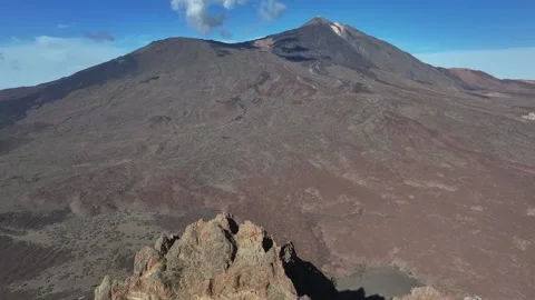 Aerial view of El Teide volcano, El Teide National Park, Tenerife, Canary Stock Footage 301720406