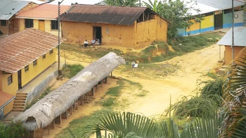 Aerial View of El Waycu peruvian Kechwa town in Lamas Vídeos de archivo 87796589