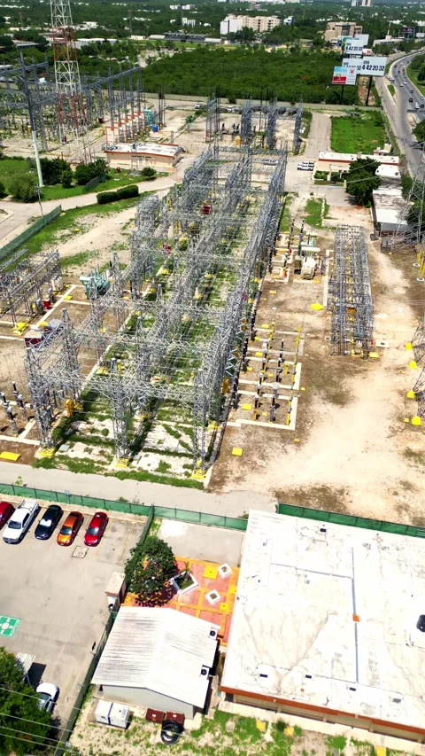 Aerial view of electrical station in Merida, Mexico. Stock Footage 340866149