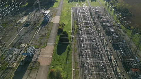Aerial View Electrical Substation Current Transformer Video stock 261233521