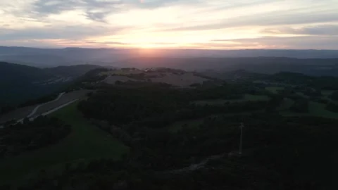 Aerial view of electrical substation during sunset Stock Footage 327275149