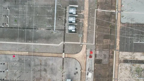 Aerial view of Electrical substation. electric power concept Stock Footage 210796948