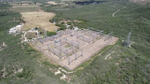 Aerial view of electrical substation Stock Footage 234641399