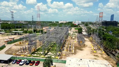 Aerial view of electrical substation in Merida, Mexico. Stock Footage 340866164