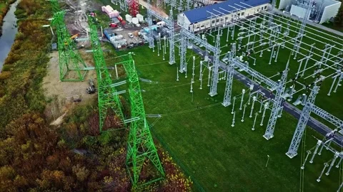 Aerial view of electrical substation in Riga, Latvia. Stock Footage 340564168