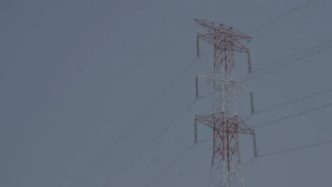 Aerial view of electrical transmission tower, Japan. Stock Footage 340321587