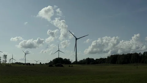 Aerial View Of A Electricity Generating Wind Turbine In Green Field, Lithuania Stock Footage 114323398