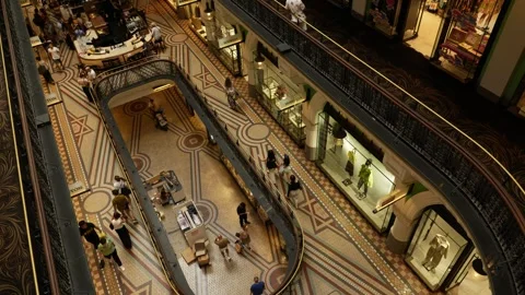 Aerial view of elegant tiled floors at Queen Victoria building in Sydney 6 Stock Footage 301845669