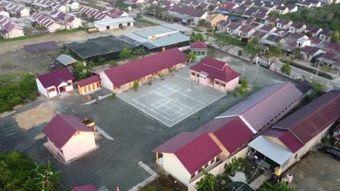 Aerial view of elementary school building in indonesia Stock Footage 249746393