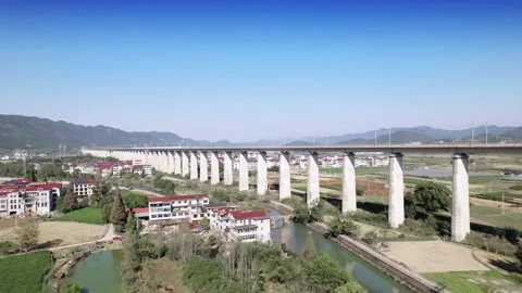 Aerial view of elevated high speed railway Stock Footage 165212975