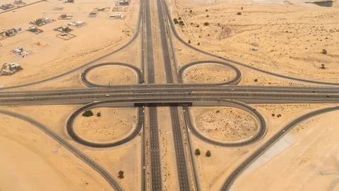 Aerial view of an elevated highway interchange Stock Photos