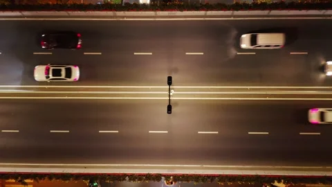 Aerial view of elevated road in midtown of hangzhou at night Video stock 194906022