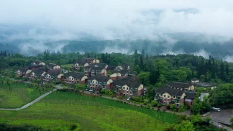 Aerial View of Emei Mountain Resort Area 4K UHD Stock Footage 319952902