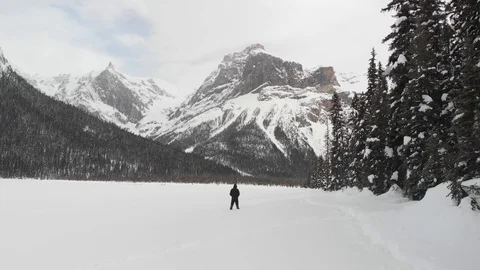 Aerial View of Emerald Lake in Winter Stock Footage 87198932
