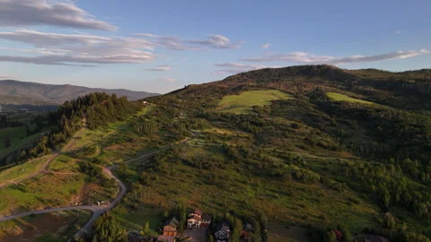 Aerial View of Emerald Mountain, Green Hills Above Steamboat Springs, Colorado Stock Footage 336005633