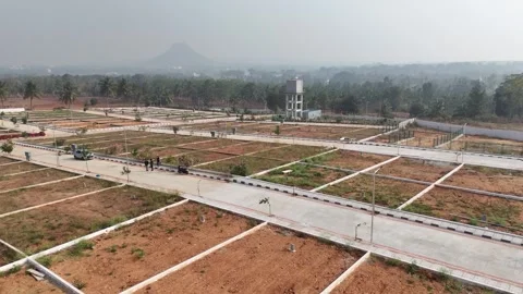 Aerial View of Emerging Planned Residential Plots Near Bangalore Stock Footage 326214830