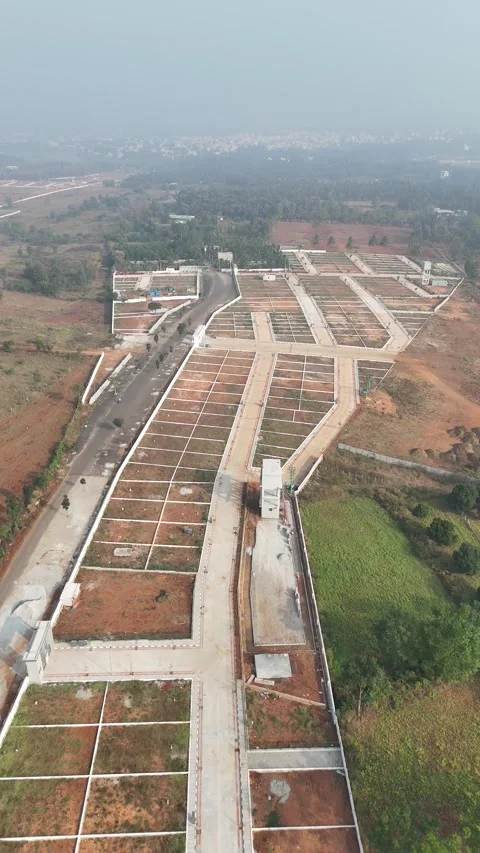 Aerial View of Emerging Planned Residential Plots Near Bangalore Stock Footage 326214955