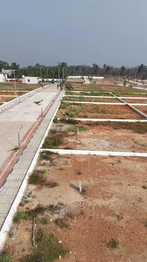 Aerial View of Emerging Planned Residential Plots Near Bangalore Stock Footage 326214979