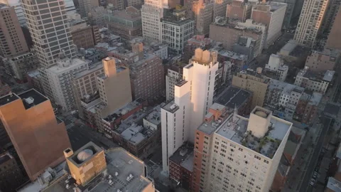 Aerial view of The Empire State Building at dusk Stock Footage 303929072