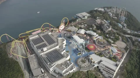 Aerial View of Empty Amusement Park, Hong Kong, during Lockdown. Stock Footage 144908900