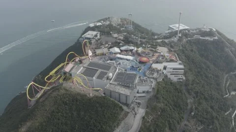 Aerial View of Empty Amusement Park, Hong Kong, during Lockdown. Stock Footage 144908926