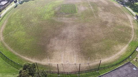 Aerial view of an empty australian rules football field Stock Footage 339304692