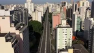 Aerial View Empty Avenue Sao Paulo  Fly Back Lockdown Covid19 Brazil 2020 Stock Footage
