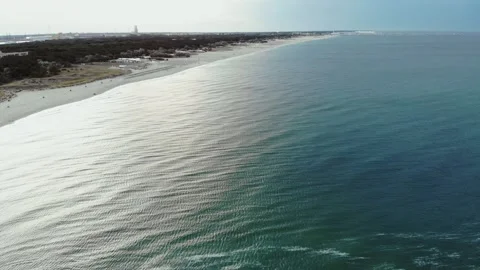 Aerial view of the empty beach at the beginning of the season, in Italy. Stock Footage 131932645