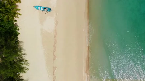 Aerial view of empty beach on the island Stock Footage 131561026