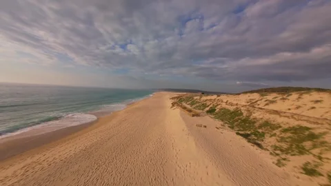 Aerial view of empty beach with ocean waves Stock Footage 340225802