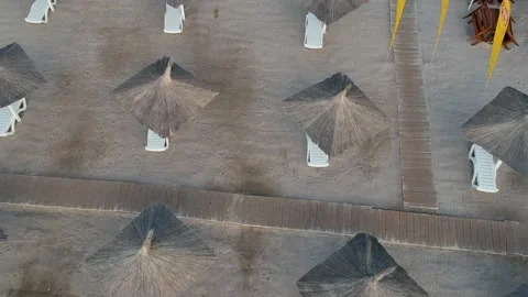 Aerial view of an empty  beach situated in Constanta Stock Footage 139573369