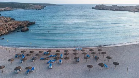 Aerial view of empty beach in summer Stock Photos