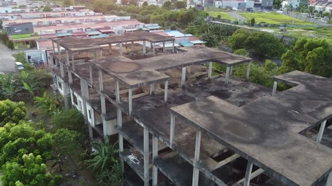 Aerial view of empty building Stock Footage 154694949