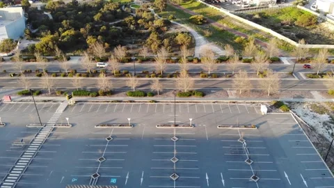 Aerial View of an Empty Car Park Stock Footage 142942998
