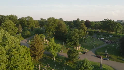 Aerial view of an empty cemetery Stock Footage 312485398