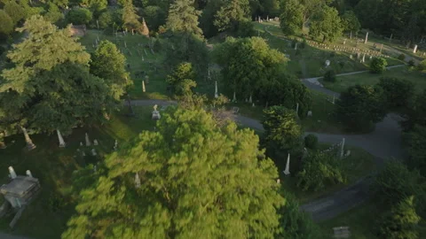 Aerial view of an empty cemetery Stock Footage 312485423